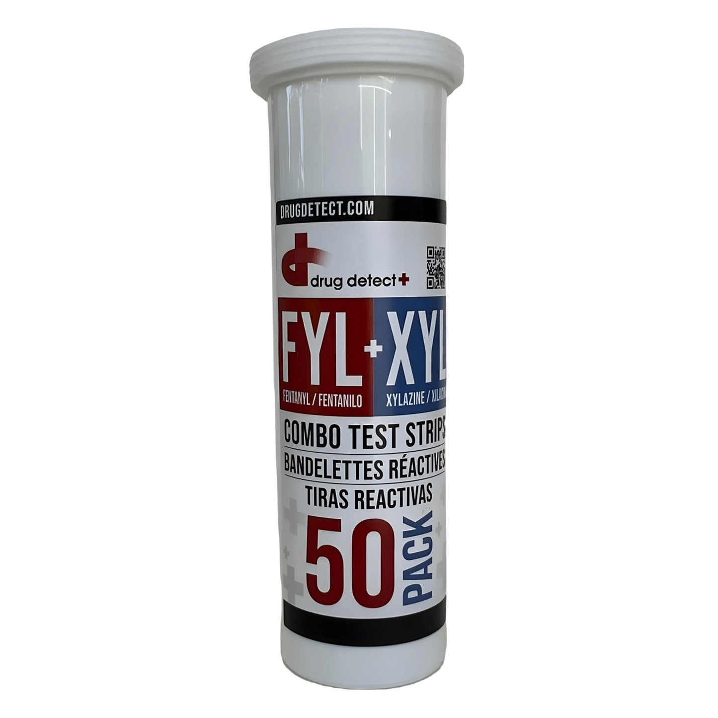 Drug Detect Fentanyl (FYL) + Xylazine (XYL) Combo Test Strips 50-pack (Resealable Container)