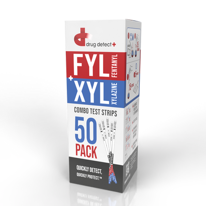 Drug Detect Fentanyl (FYL) + Xylazine (XYL) Combo Test Strips 50-pack (Resealable Container)