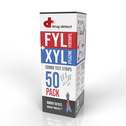 Drug Detect Fentanyl (FYL) + Xylazine (XYL) Combo Test Strips 50-pack (Resealable Container)