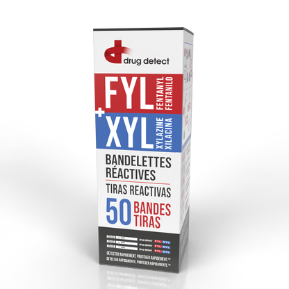 Drug Detect Fentanyl (FYL) + Xylazine (XYL) Combo Test Strips 50-pack (Resealable Container)