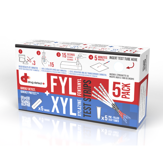 Drug Detect Fentanyl (FYL) + Xylazine (XYL) Combo Test Kit 5-pack