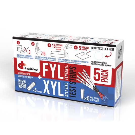 Drug Detect Fentanyl (FYL) + Xylazine (XYL) Combo Test Kit 5-pack