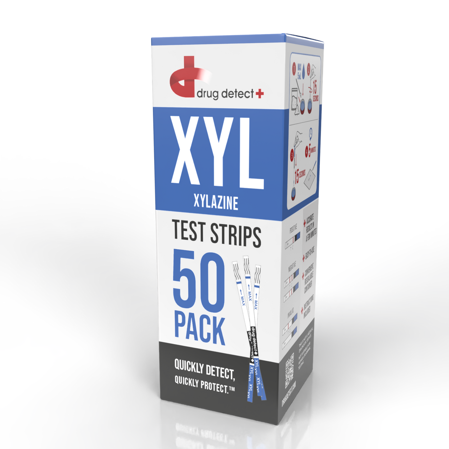 Drug Detect Xylazine (XYL) Test Strips 50-pack (Resealable Container)