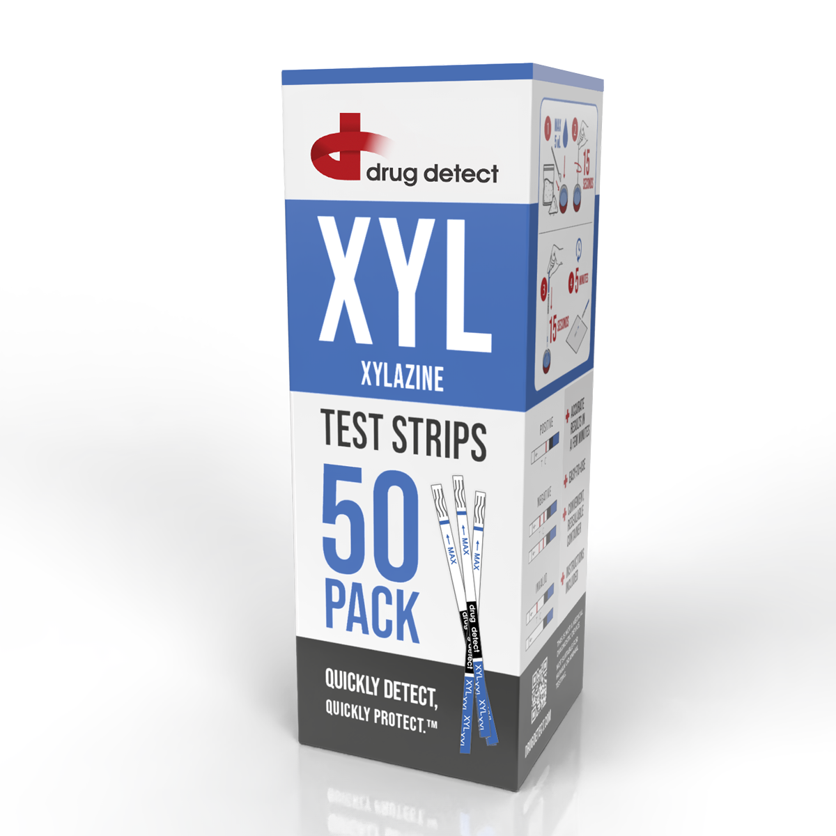 Drug Detect Xylazine (XYL) Test Strips 50-pack (Resealable Container)