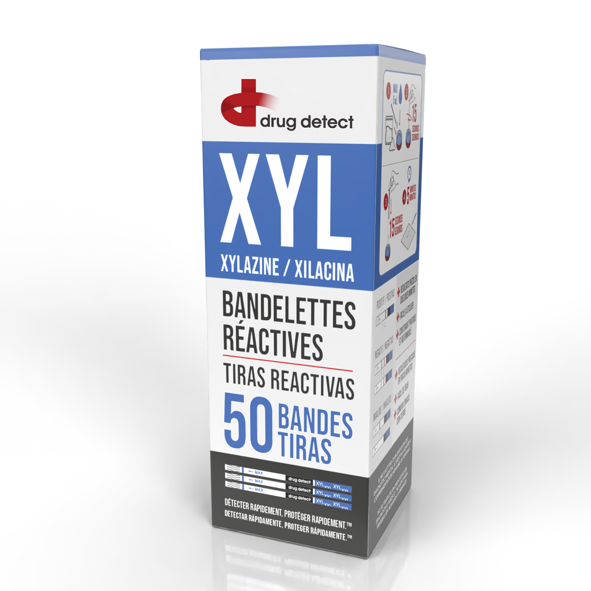 Drug Detect Xylazine (XYL) Test Strips 50-pack (Resealable Container)