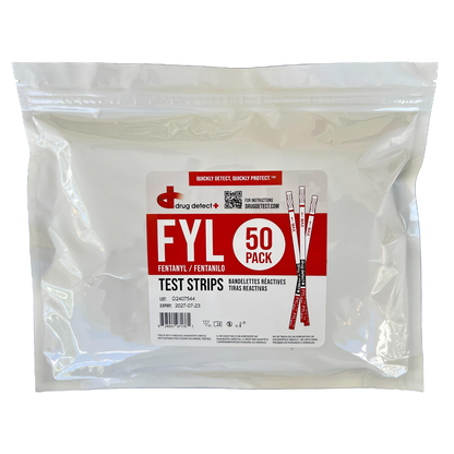 Drug Detect Fentanyl (FYL) Test Strips 50-pack (Individual Pouches)