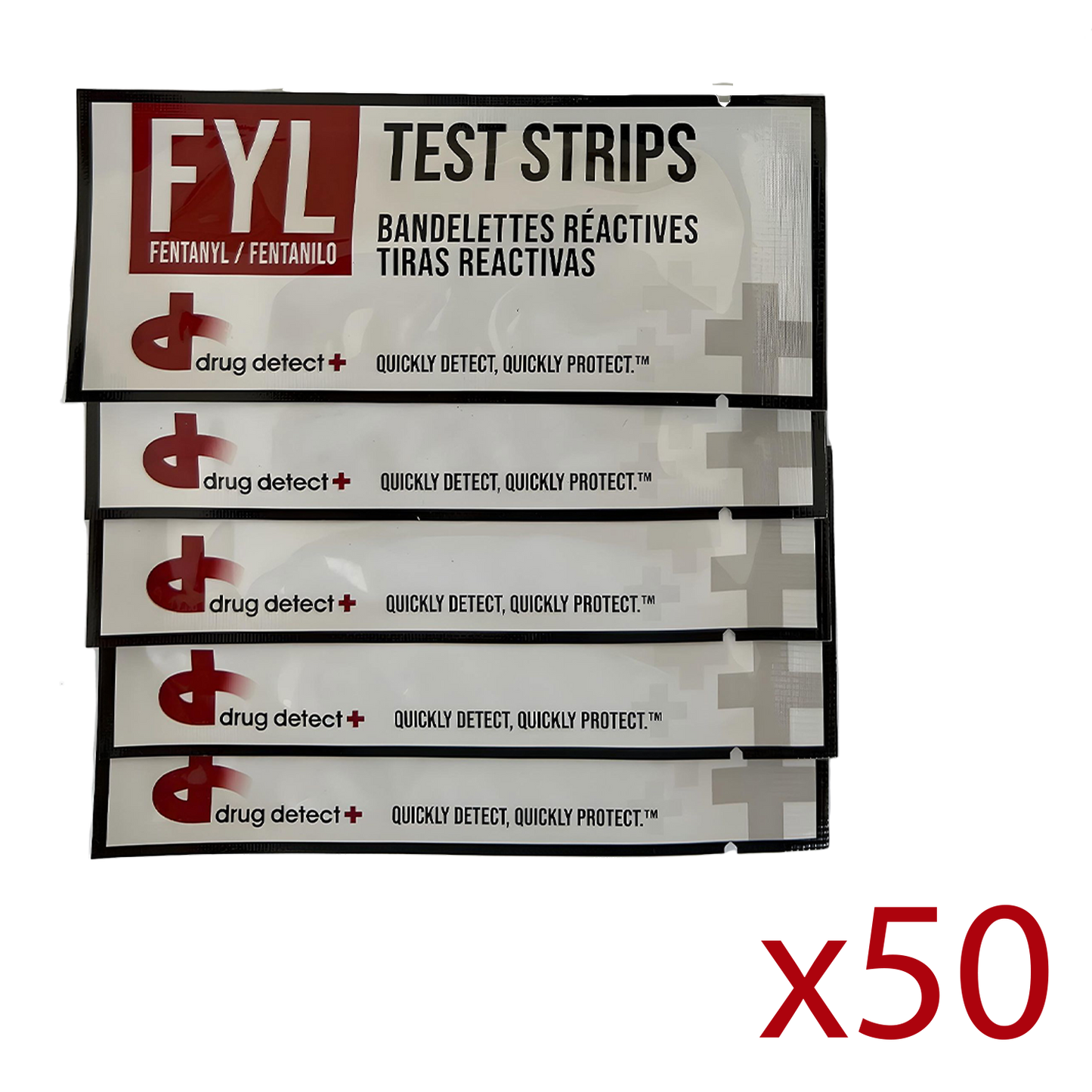 Drug Detect Fentanyl (FYL) Test Strips 50-pack (Individual Pouches)