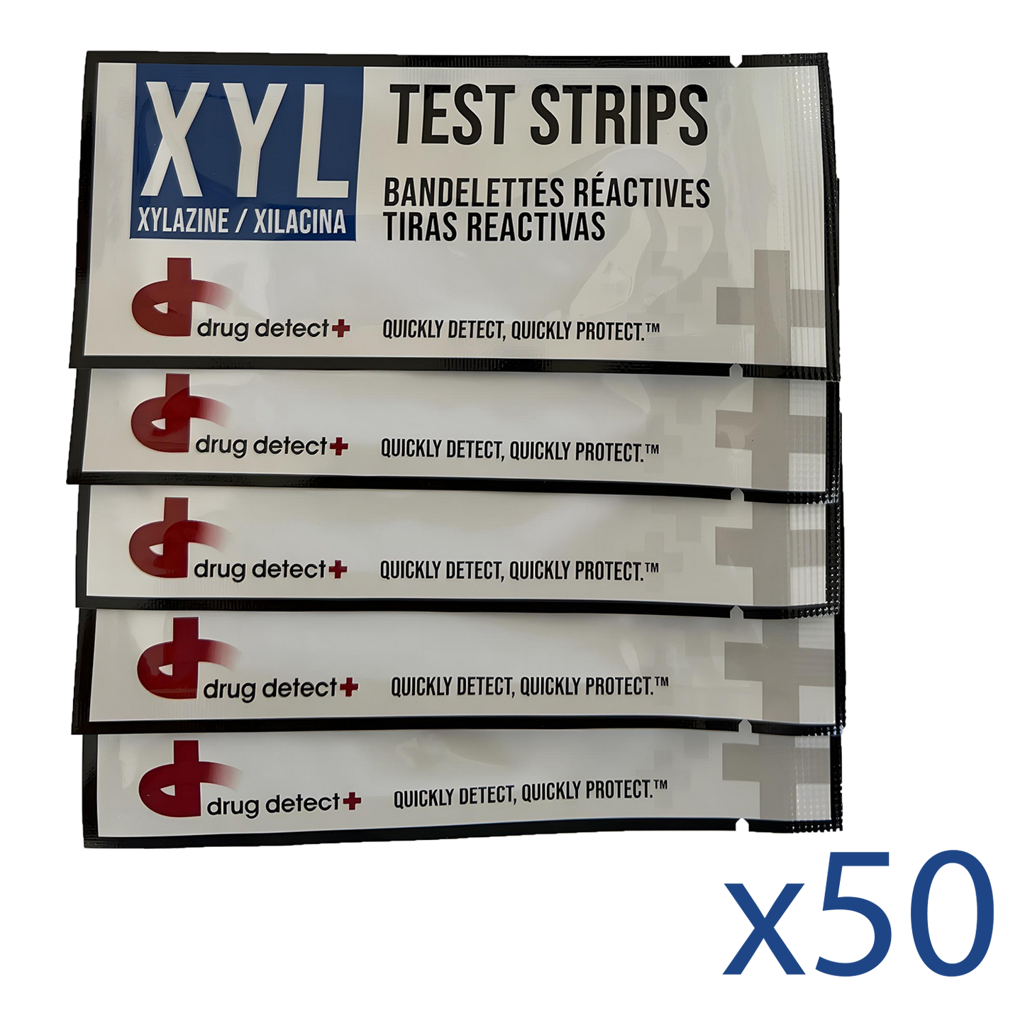 Drug Detect Xylazine (XYL) Test Strips 50-pack (Individual Pouches)